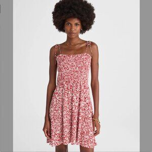 Tie Shoulder Mini Dress in Red Floral